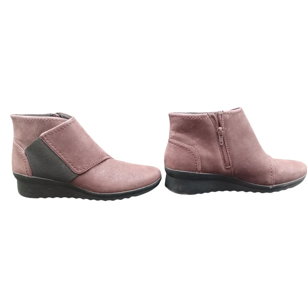Clarks Cloudsteppers‎ Sillian Tino Burgundy Plum Ankle Boots Womens 8.5 M